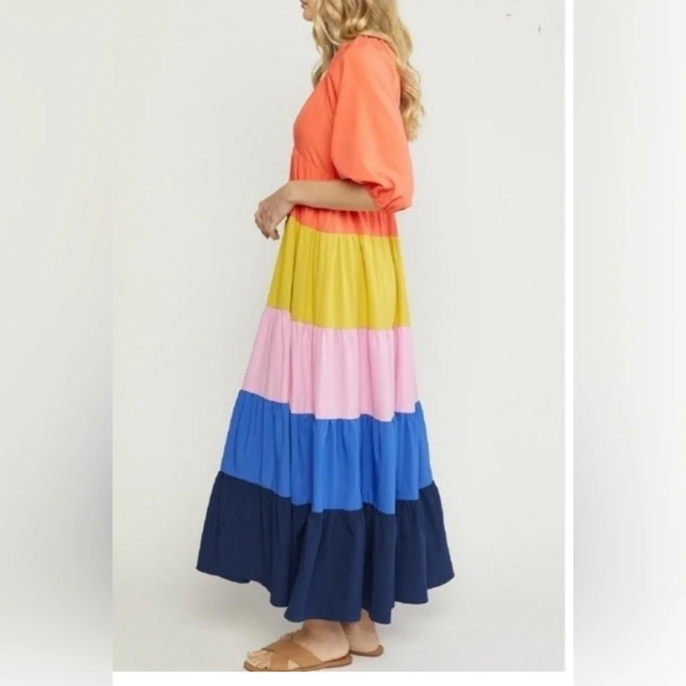 Entro Color Blocked Maxi Dress. Sz Small - Picture 2 of 3